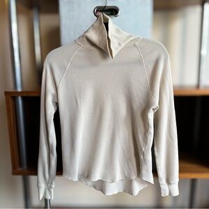 Cream Everlane Organic Cotton Turtleneck Waffle Long Sleeve Tee